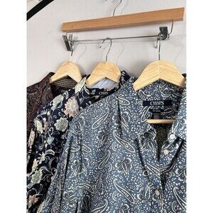 Lot of 3 Chaps Multicolor Paisley Print LS Cotton No Iron Button Up Shirt‎ - 1X
